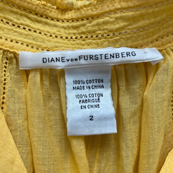 Diane Von Furstenberg yellow cotton blouse size 2 - Picture 4 of 8